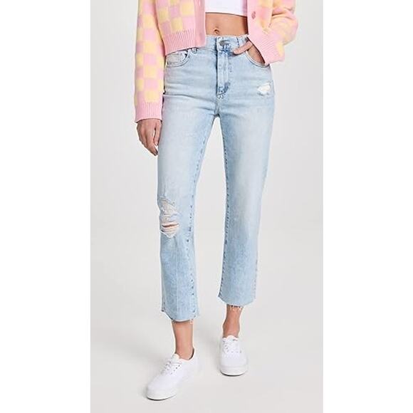 DL1961 Patti Jeans 20W Straight High Rise Vintage Ankle Distressed Seaglass - Picture 1 of 14